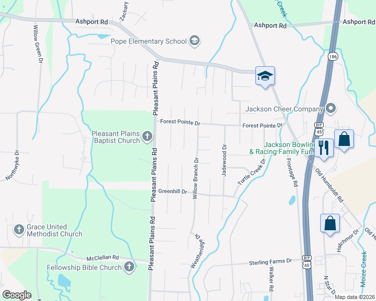map of restaurants, bars, coffee shops, grocery stores, and more near 76 Richfield Cove in Jackson