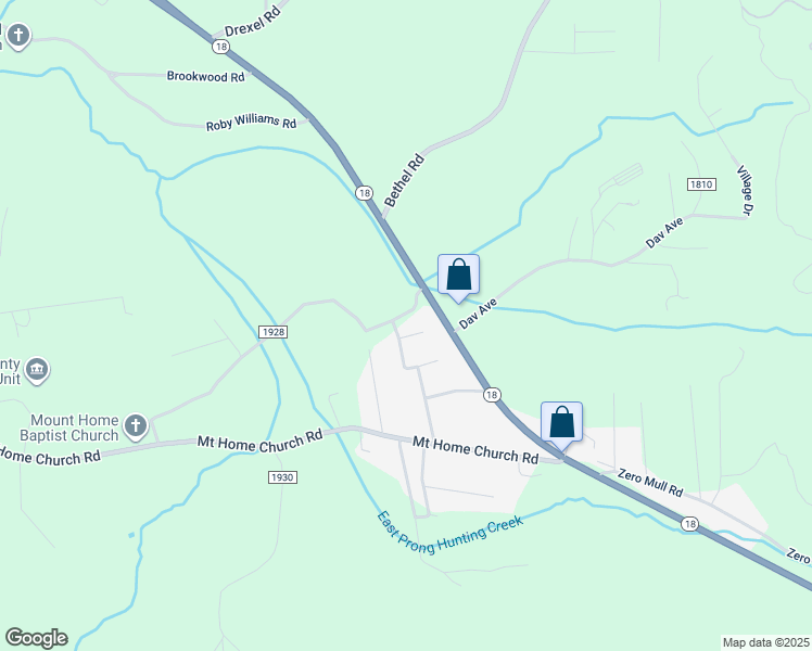 map of restaurants, bars, coffee shops, grocery stores, and more near 3703 Norman Road in Morganton