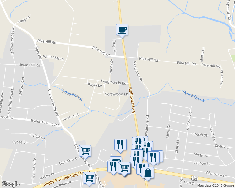 map of restaurants, bars, coffee shops, grocery stores, and more near 106 Northwood Lane in McMinnville