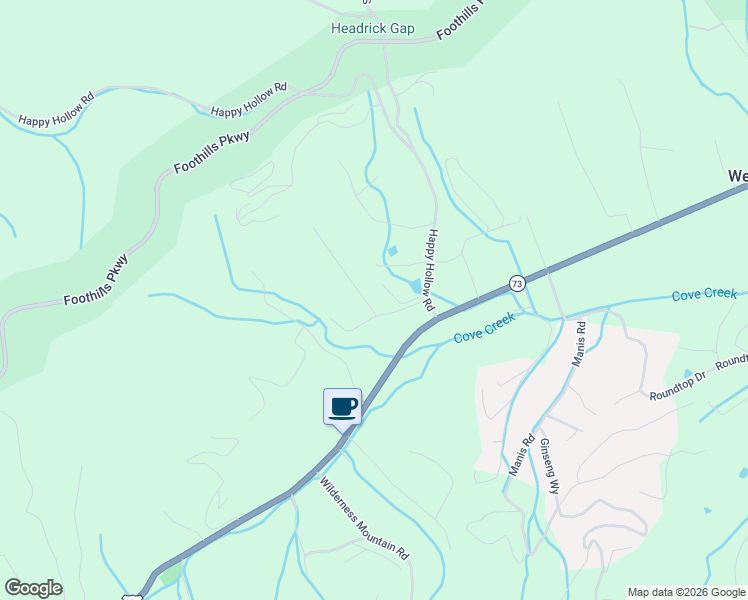 map of restaurants, bars, coffee shops, grocery stores, and more near 4036 West Old Valley Road in Sevierville