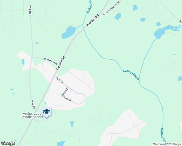 map of restaurants, bars, coffee shops, grocery stores, and more near 84 Spring Leaf Lane in Wendell