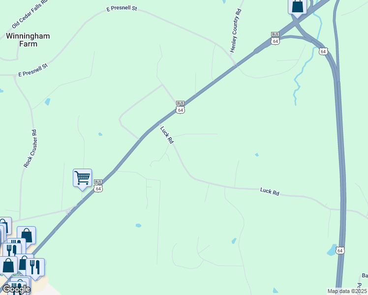 map of restaurants, bars, coffee shops, grocery stores, and more near 229 Luck Road in Asheboro