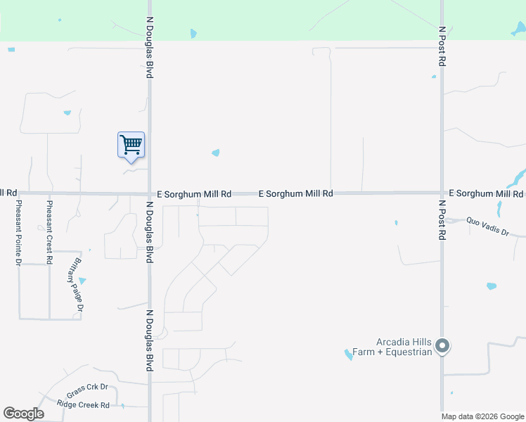 map of restaurants, bars, coffee shops, grocery stores, and more near 9024 East Sorghum Mill Road in Arcadia