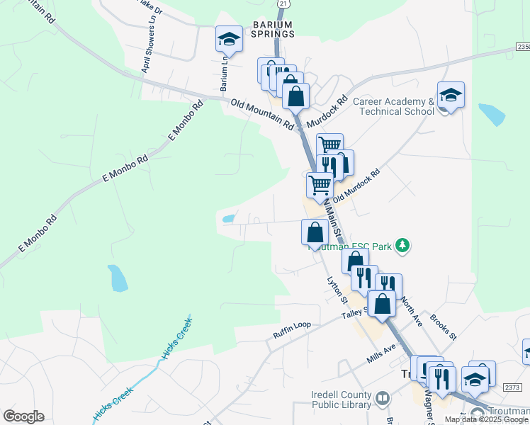 map of restaurants, bars, coffee shops, grocery stores, and more near 146 Goodman Road in Troutman