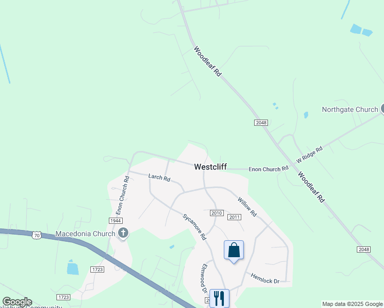 map of restaurants, bars, coffee shops, grocery stores, and more near 548 116 White Oaks Drive in Salisbury