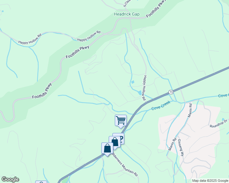 map of restaurants, bars, coffee shops, grocery stores, and more near 4134 Hillcrest Road in Sevierville