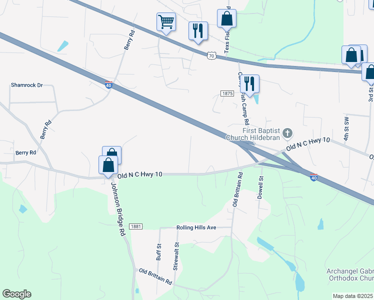 map of restaurants, bars, coffee shops, grocery stores, and more near 8320 Yoder Street in Connelly Springs