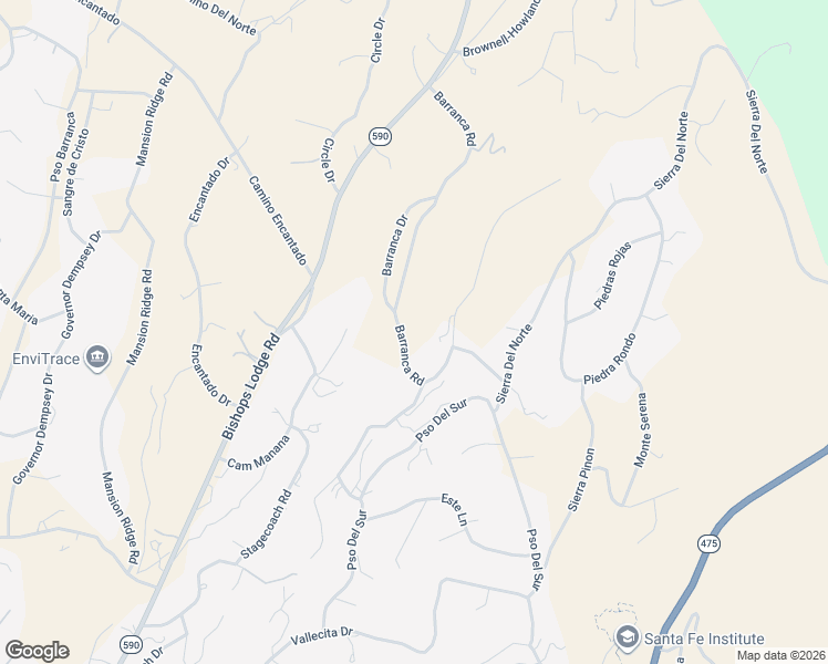 map of restaurants, bars, coffee shops, grocery stores, and more near 127 Barranca Road in Santa Fe