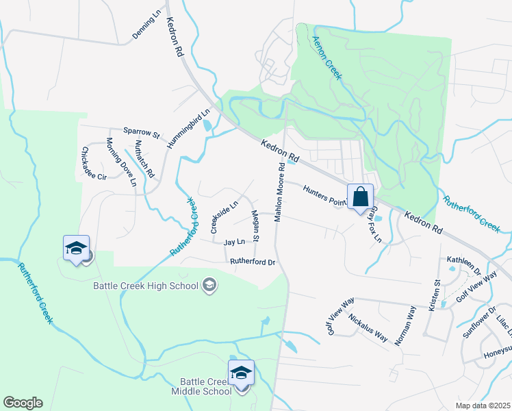 map of restaurants, bars, coffee shops, grocery stores, and more near 128 Megan St in Spring Hill