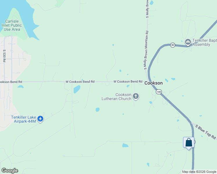 map of restaurants, bars, coffee shops, grocery stores, and more near 21331 West Cookson Bend Road in Cookson