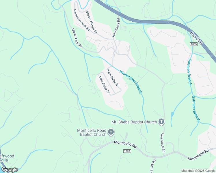 map of restaurants, bars, coffee shops, grocery stores, and more near 31 Twin Ridge Drive in Weaverville