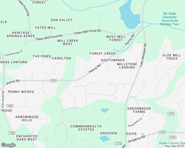 map of restaurants, bars, coffee shops, grocery stores, and more near 5309 Penny Road in Raleigh
