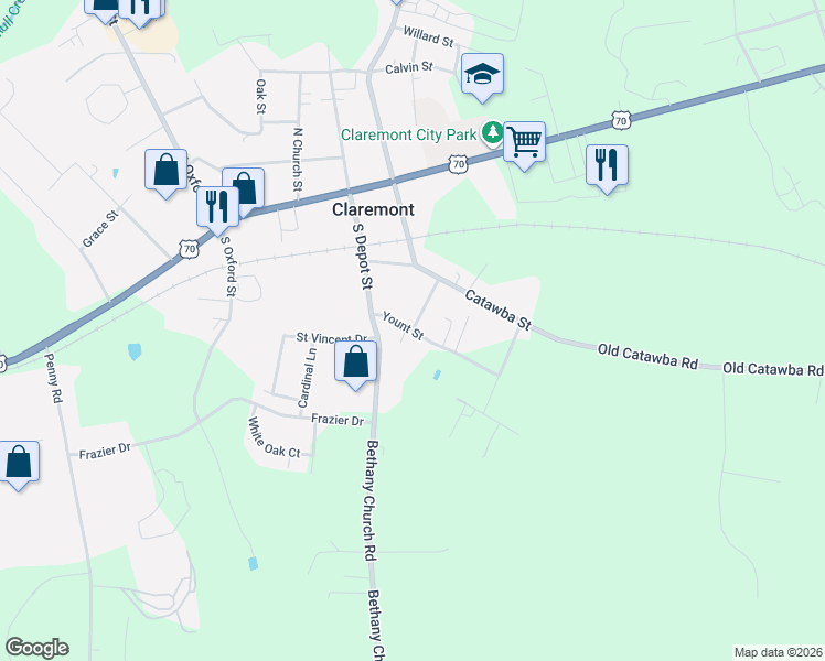 map of restaurants, bars, coffee shops, grocery stores, and more near 3261 Yount Street in Claremont