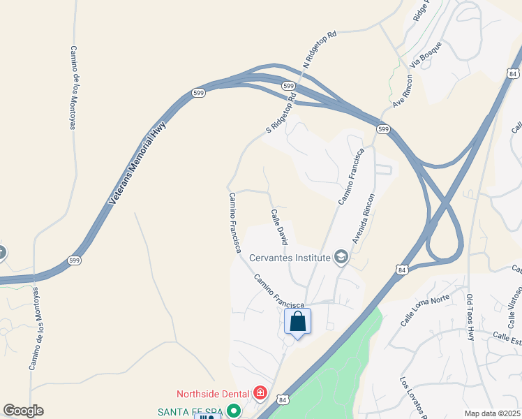 map of restaurants, bars, coffee shops, grocery stores, and more near 832 Calle David in Santa Fe