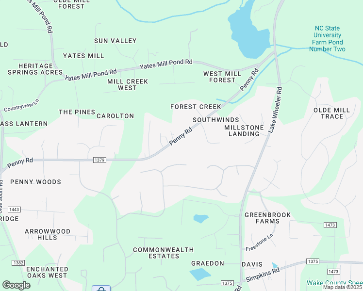 map of restaurants, bars, coffee shops, grocery stores, and more near 5309 Penny Road in Raleigh