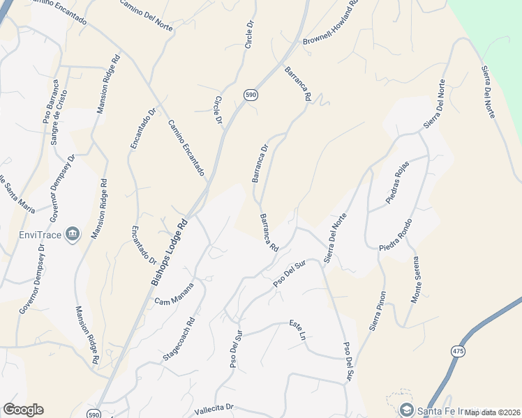 map of restaurants, bars, coffee shops, grocery stores, and more near 127 Barranca Road in Santa Fe