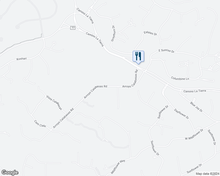 map of restaurants, bars, coffee shops, grocery stores, and more near 34 Arroyo Calabasas Road in Santa Fe