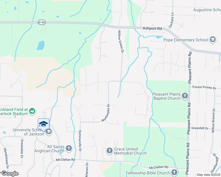 map of restaurants, bars, coffee shops, grocery stores, and more near 170 Northwyke Drive in Jackson