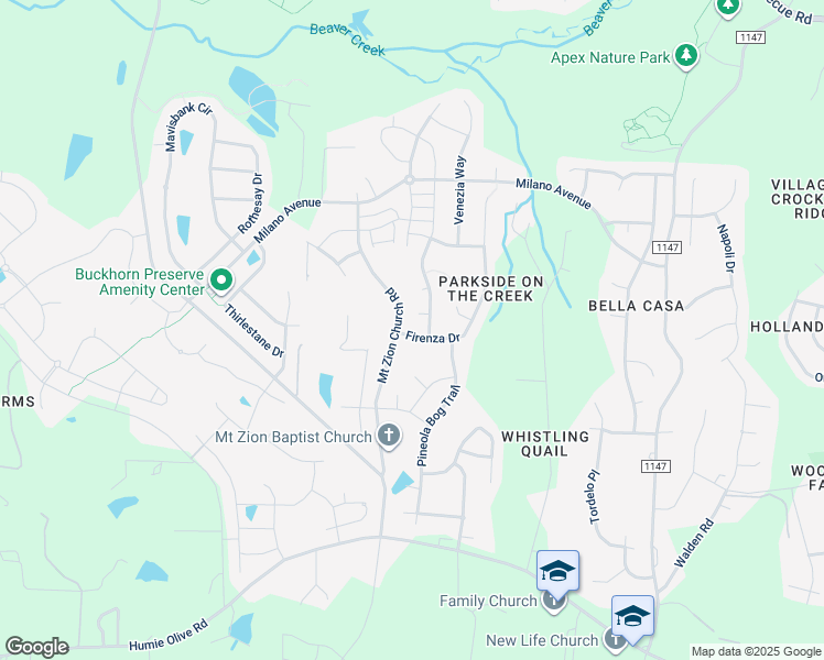 map of restaurants, bars, coffee shops, grocery stores, and more near 1982 Firenza Drive in Apex