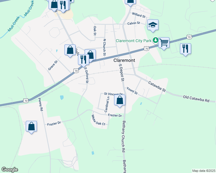 map of restaurants, bars, coffee shops, grocery stores, and more near 4763 South Depot Street in Claremont