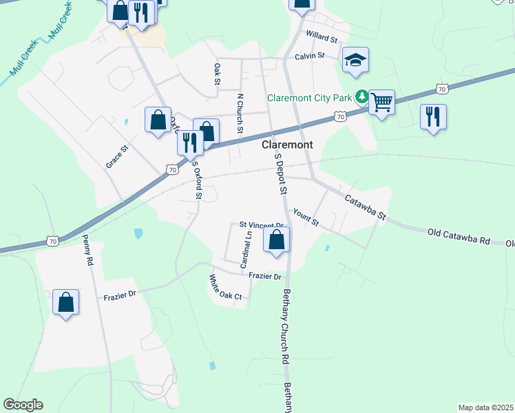 map of restaurants, bars, coffee shops, grocery stores, and more near 4763 South Depot Street in Claremont
