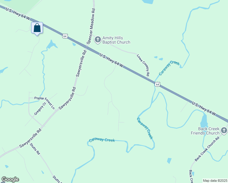 map of restaurants, bars, coffee shops, grocery stores, and more near 243 Back Creek Terrace in Asheboro