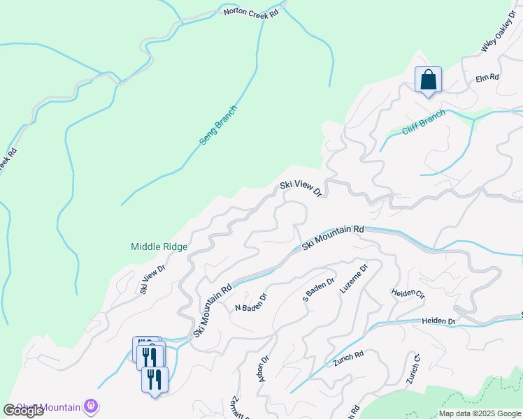 map of restaurants, bars, coffee shops, grocery stores, and more near 1081 Ski View Drive in Gatlinburg