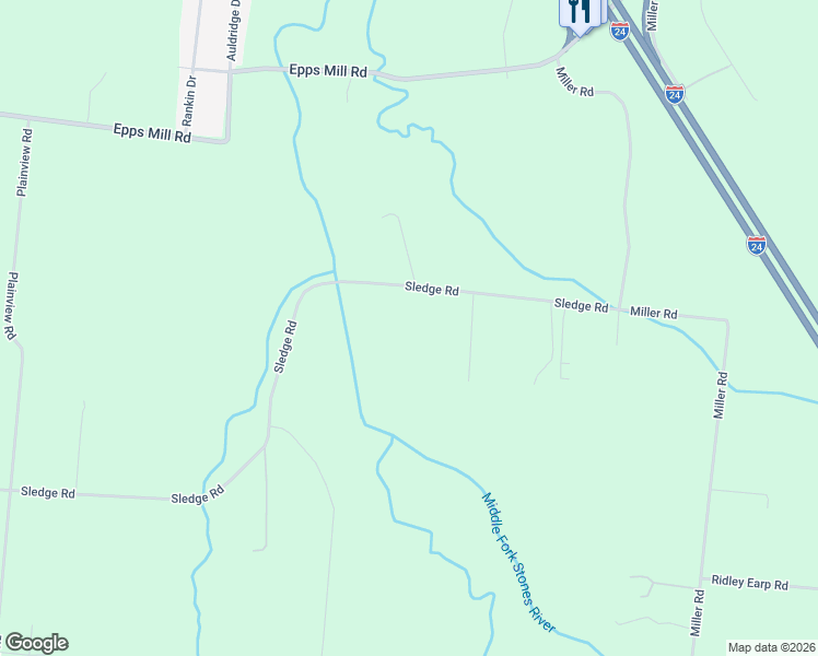 map of restaurants, bars, coffee shops, grocery stores, and more near 5848 Sledge Road in Christiana