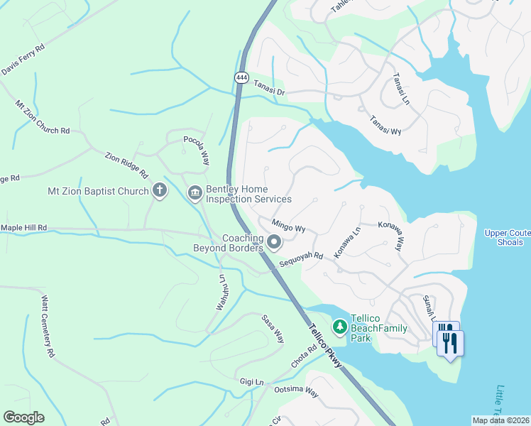map of restaurants, bars, coffee shops, grocery stores, and more near 331 Mingo Way in Loudon