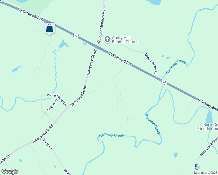 map of restaurants, bars, coffee shops, grocery stores, and more near 224 Back Creek Terrace in Asheboro