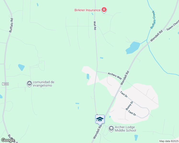 map of restaurants, bars, coffee shops, grocery stores, and more near 463 Wall Road in Wendell