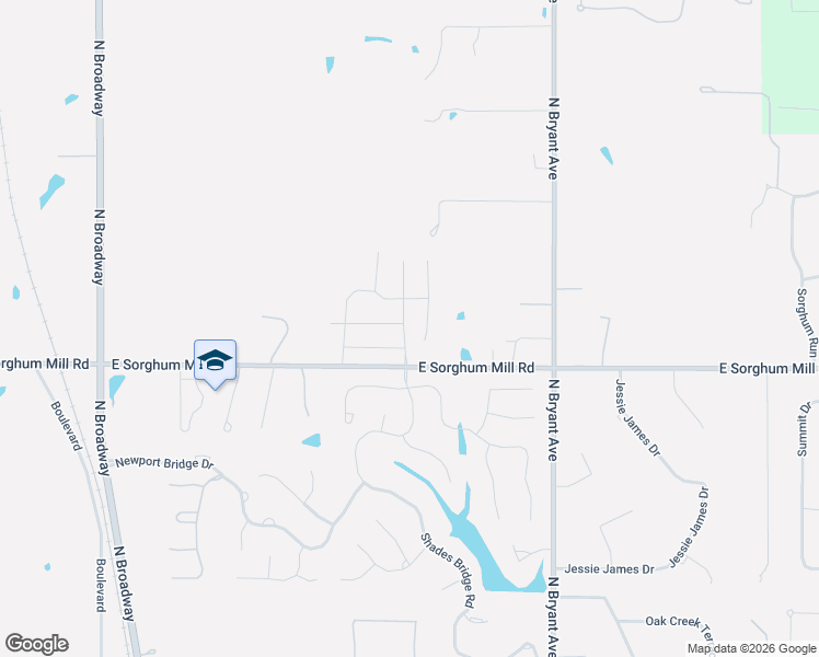 map of restaurants, bars, coffee shops, grocery stores, and more near 1001 East Sorghum Mill Road in Edmond