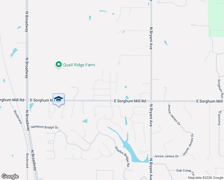map of restaurants, bars, coffee shops, grocery stores, and more near 1001 East Sorghum Mill Road in Edmond