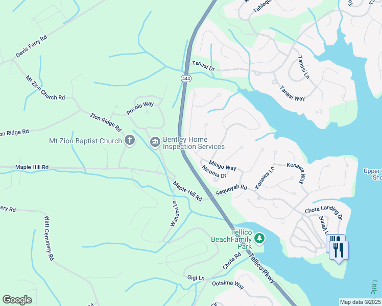 map of restaurants, bars, coffee shops, grocery stores, and more near 340 Mingo Way in Loudon