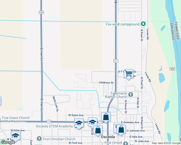 map of restaurants, bars, coffee shops, grocery stores, and more near 113 Wheeler Street in Osceola