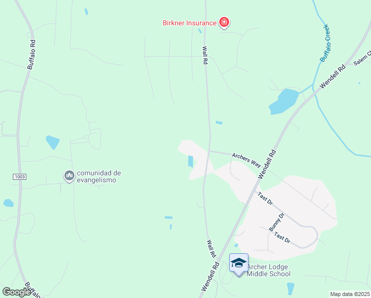 map of restaurants, bars, coffee shops, grocery stores, and more near 467 Wall Road in Wendell