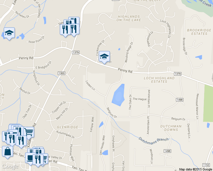 map of restaurants, bars, coffee shops, grocery stores, and more near 8409 Belgium Drive in Raleigh