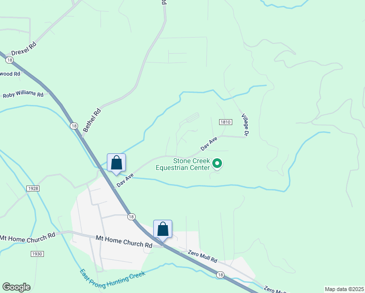 map of restaurants, bars, coffee shops, grocery stores, and more near 2807 Dav Avenue in Morganton