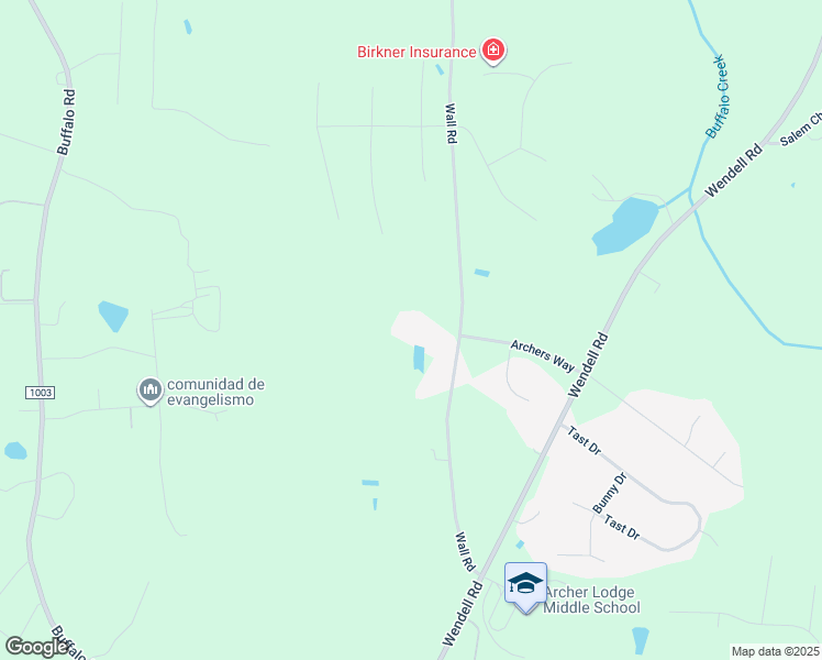 map of restaurants, bars, coffee shops, grocery stores, and more near 467 Wall Road in Wendell