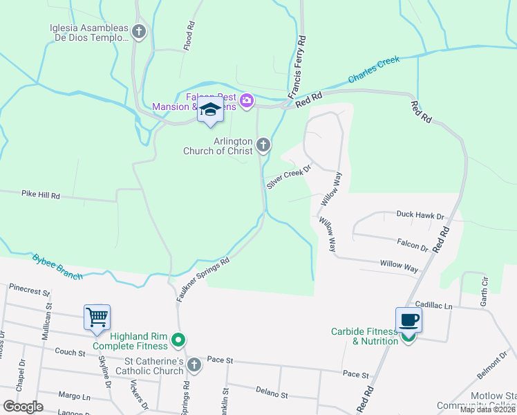 map of restaurants, bars, coffee shops, grocery stores, and more near 2313 Faulkner Springs Road in McMinnville