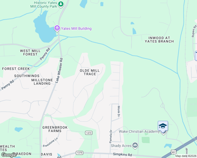 map of restaurants, bars, coffee shops, grocery stores, and more near 2505 Flume Gate Drive in Raleigh