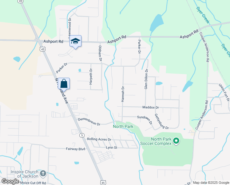 map of restaurants, bars, coffee shops, grocery stores, and more near 80 Gooden Cove in Jackson