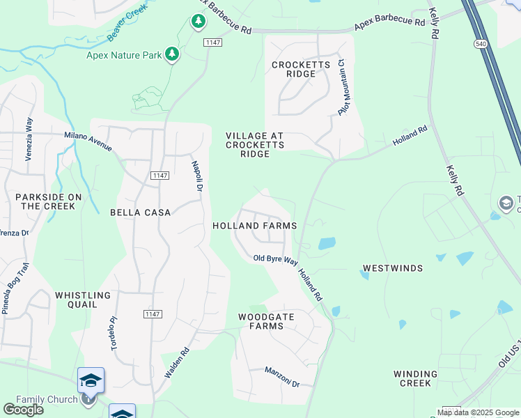 map of restaurants, bars, coffee shops, grocery stores, and more near 1945 Steeple Chase Bend in Apex