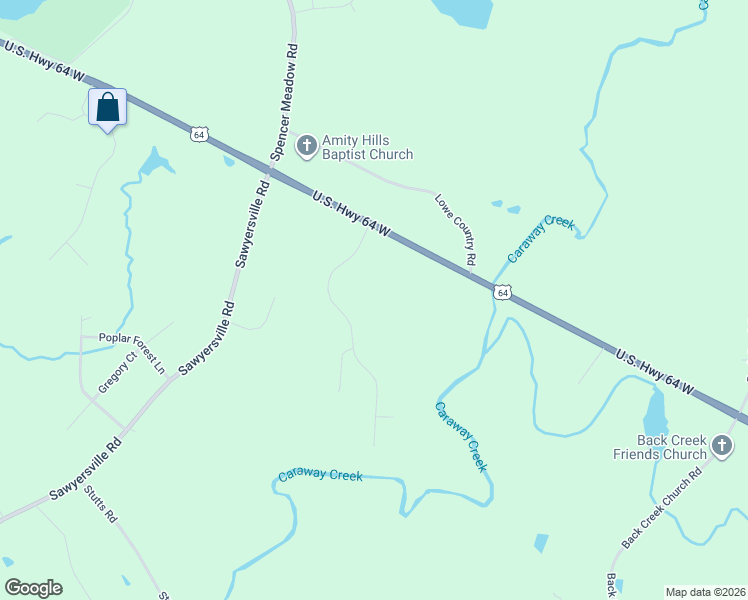 map of restaurants, bars, coffee shops, grocery stores, and more near 243 Back Creek Terrace in Asheboro