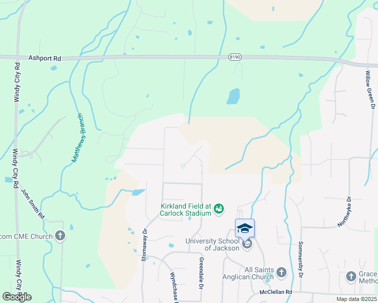 map of restaurants, bars, coffee shops, grocery stores, and more near 45 Rochester Cv in Jackson