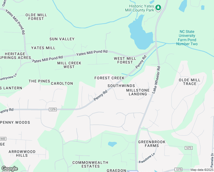 map of restaurants, bars, coffee shops, grocery stores, and more near 5200 Penny Road in Raleigh