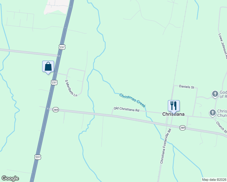 map of restaurants, bars, coffee shops, grocery stores, and more near 653 Old Christiana Road in Christiana