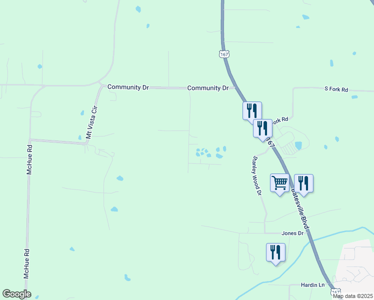 map of restaurants, bars, coffee shops, grocery stores, and more near 117 Double Road in Batesville