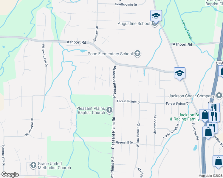 map of restaurants, bars, coffee shops, grocery stores, and more near 14 Dayton Cove in Jackson