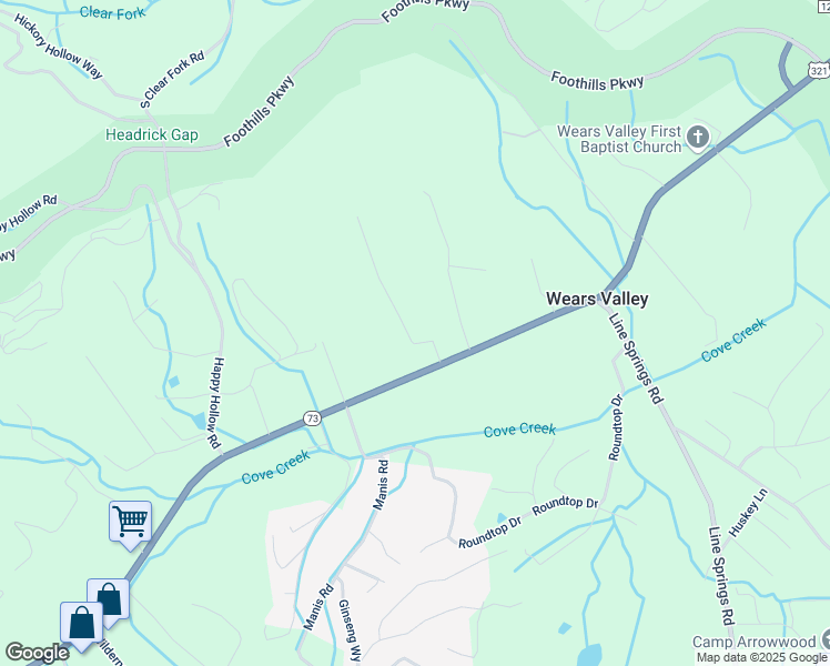 map of restaurants, bars, coffee shops, grocery stores, and more near 3140 Stinnett Drive in Sevierville